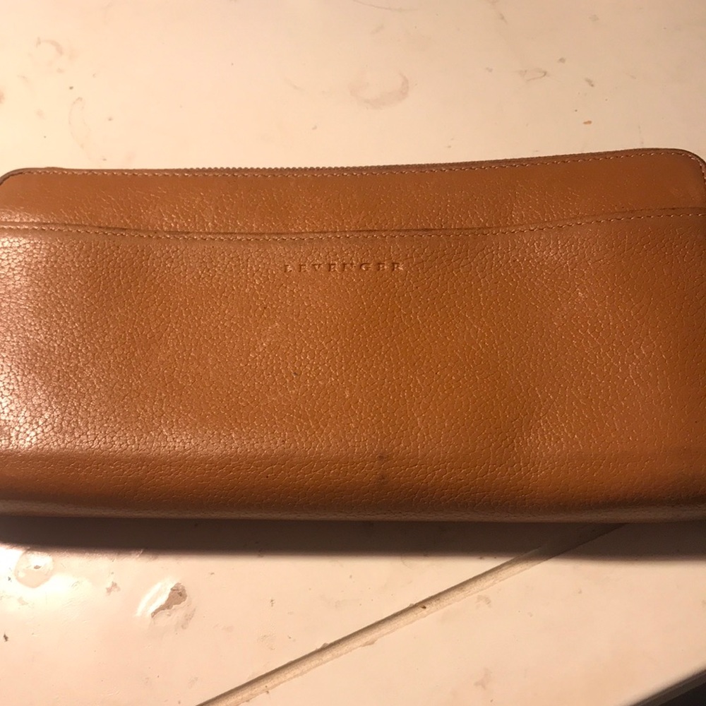Levenger saddle brown leather wallet